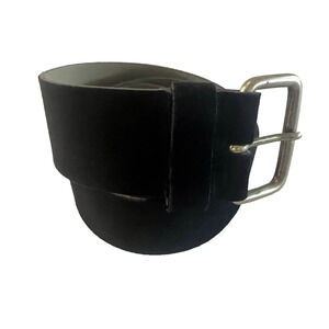 VTG Albatros M/I Italy Wide Genuine Leather Black Suede Belt Women’s Sz Large